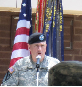 Major General Mike Murray addressing those in attendance at the Ribbon Cutting Ceremony of the Marne Advocacy Resource Center at Ft. Stewart, GA.